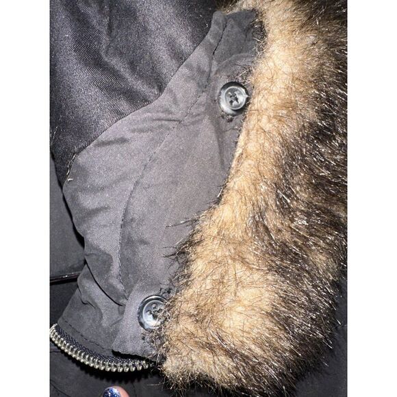 Urban Outfitters BDG Black Winter Utility Coat With Faux Fur Trimmed Hood Size M - Picture 9 of 13
